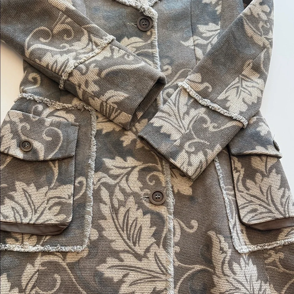 Mango (MNG) floral damask tapestry jacquard boho trench coat XS - Picture 6 of 13